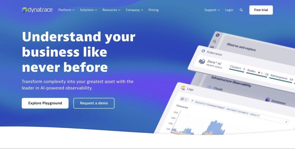 Dynatrace homepage