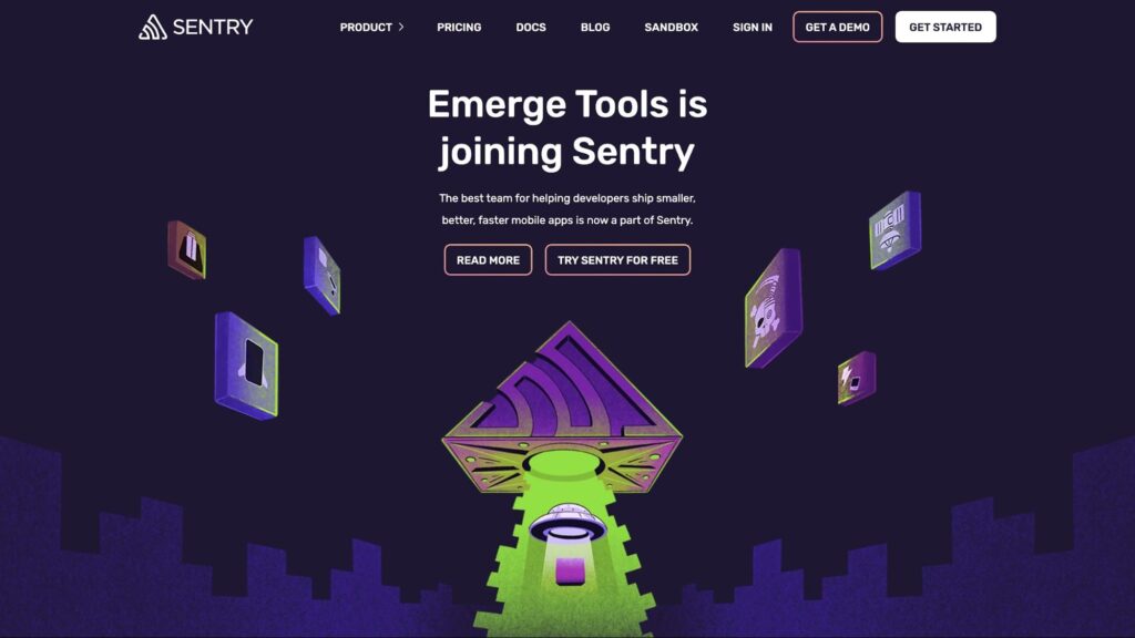 Sentry homepage