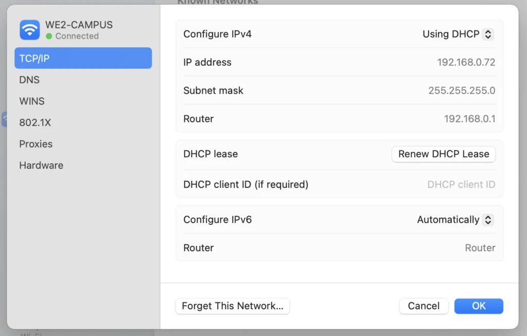TCP/IP macOS
