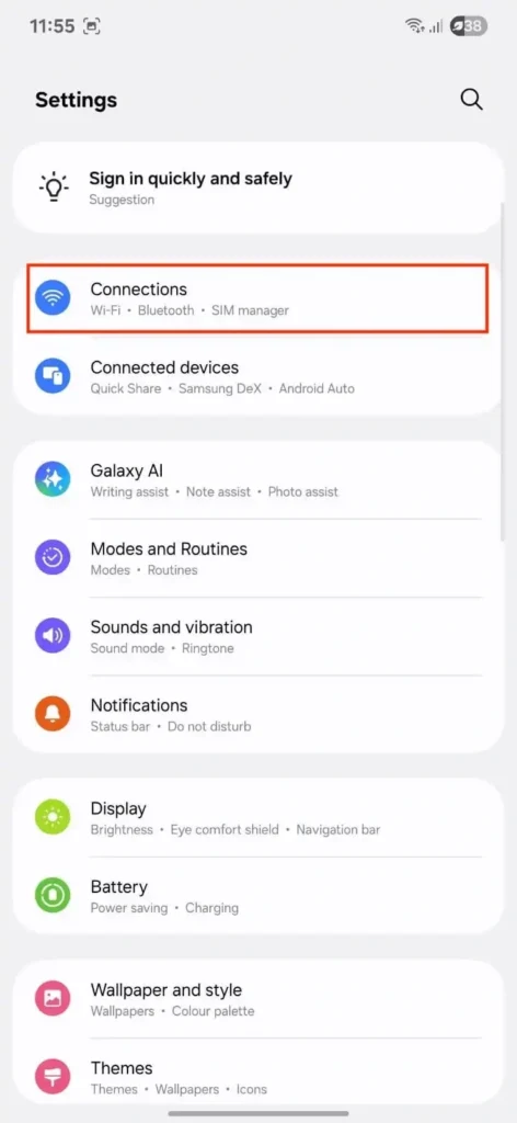Android settings