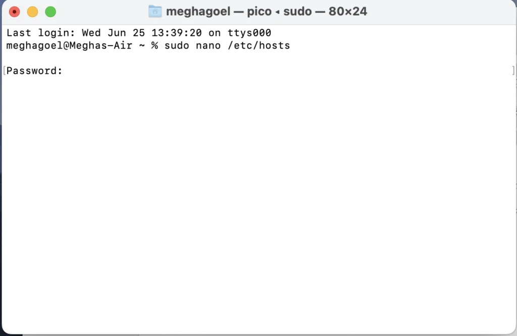 macOS enter password