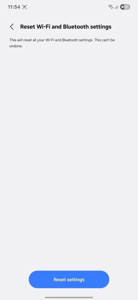 Android - Reset wi-fi and bluetooth settings