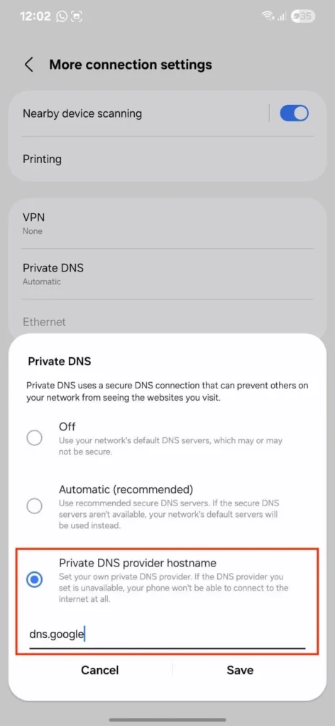 private provider hostname