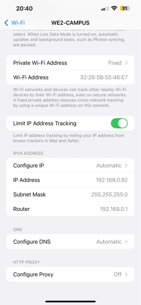 iOS configure DNS
