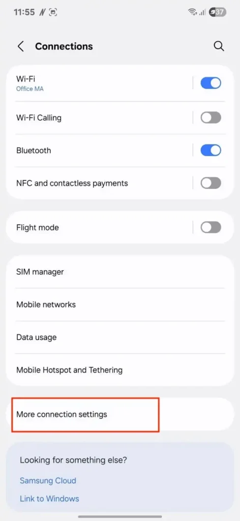 More connection settings