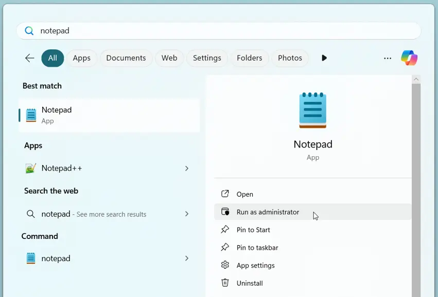 Windows - notepad