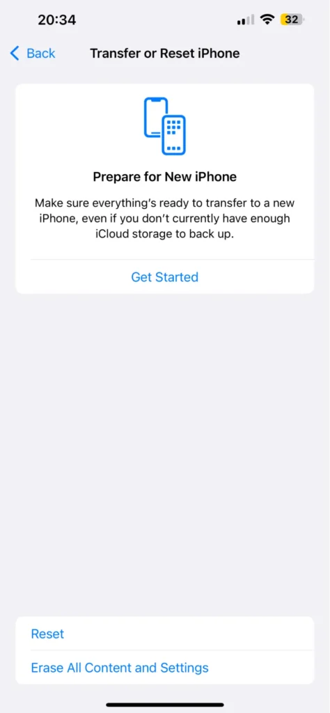 iOS settings