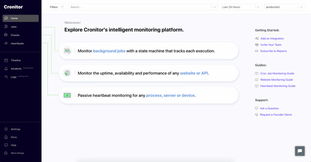 Cronitor dashboard