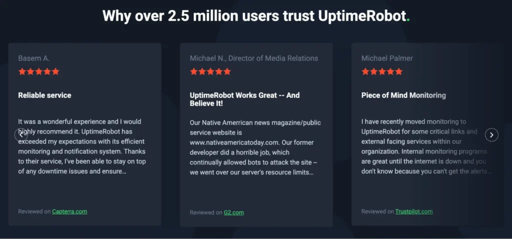 UptimeRobot user reviews