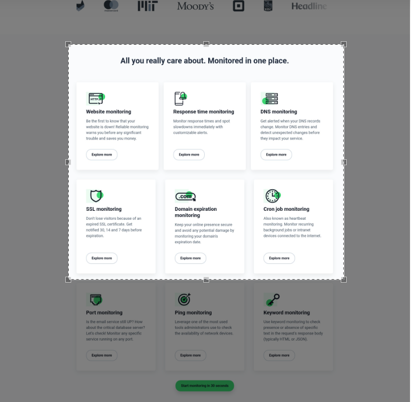 UptimeRobot website change detection - step 2
