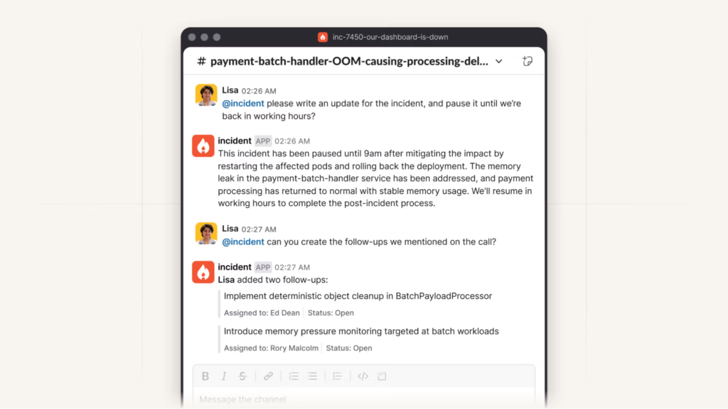 How Incident.io’s AI agent simplifies and automates post-mortem report creation.