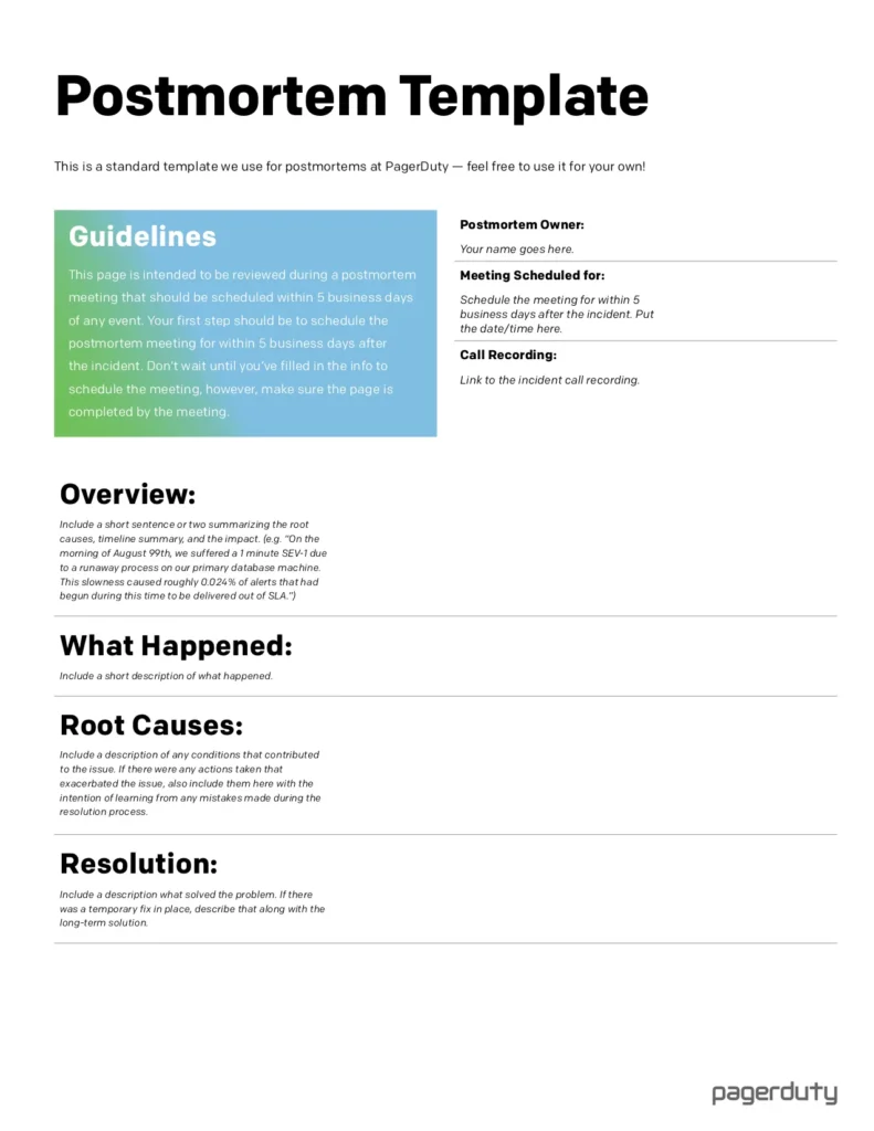 Incident post-mortem template by PagerDuty. Download now.