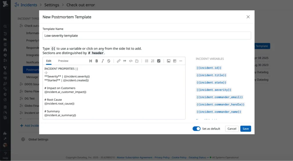 Automatically generated post-mortem by Datadog