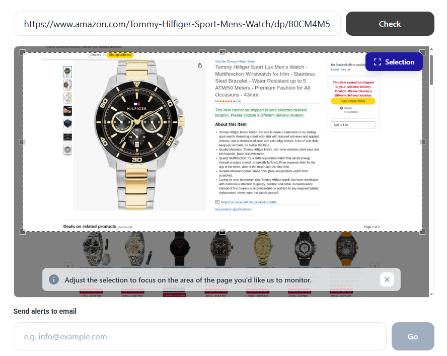 notify me when back in stock step 1