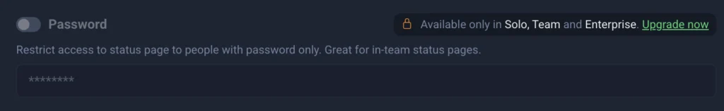 Choose between a public or private status page