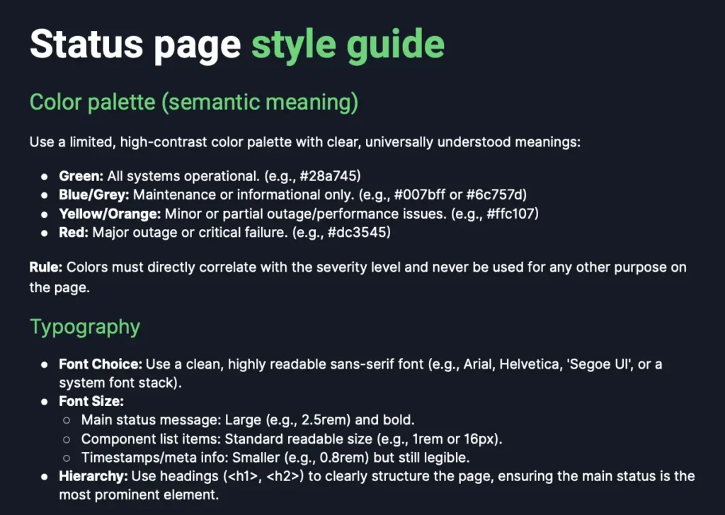 Status page style guide