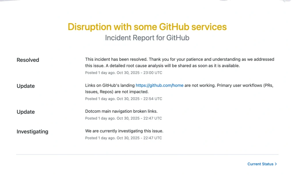 GitHub incident report
