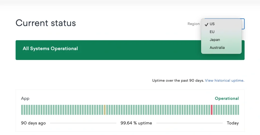 Asana also lets users view regional status by selecting their region from a dropdown menu.