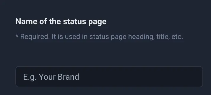 Name your status page