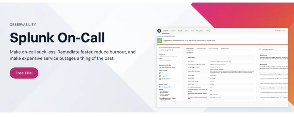 Splunk On-call homepage