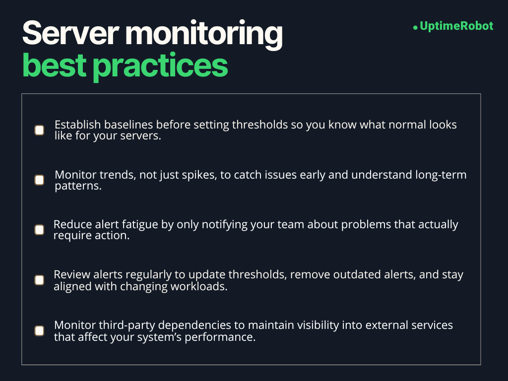 Server monitoring best practices checklist