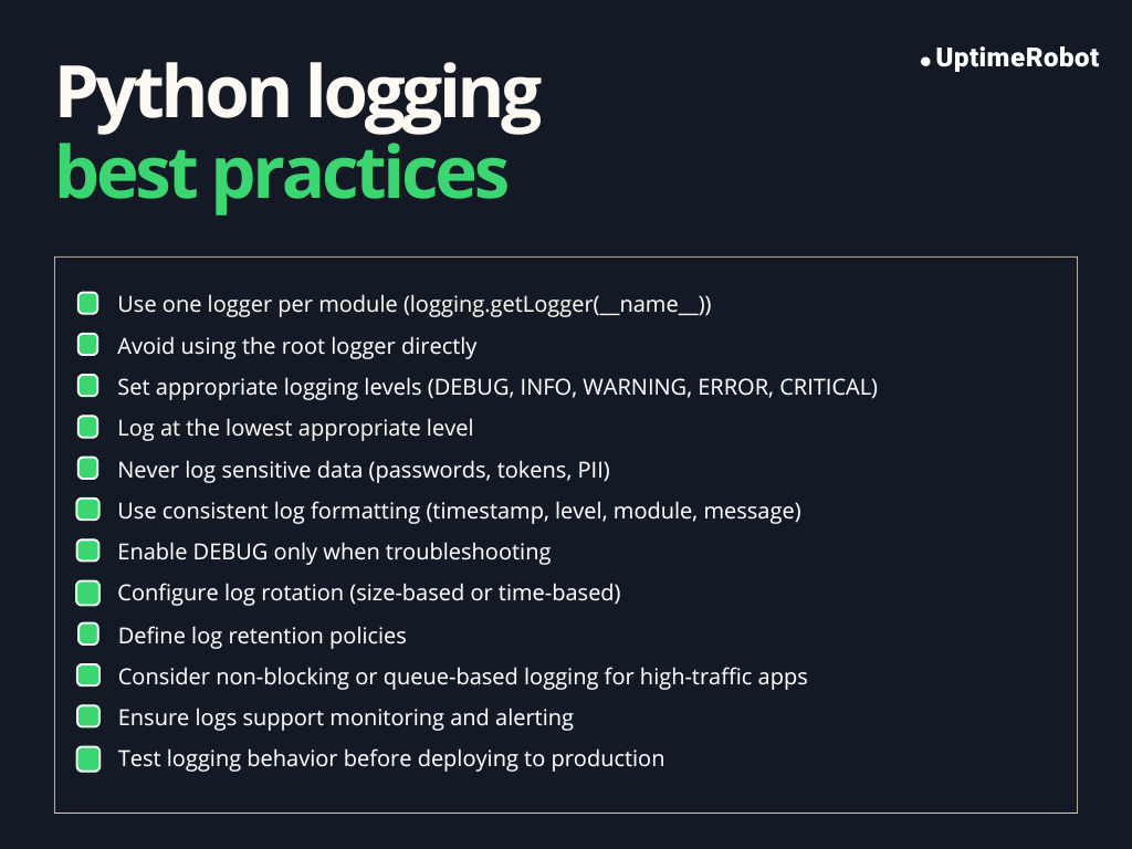 Python logging best practices