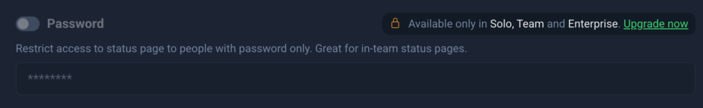 Choose between a public or private status page