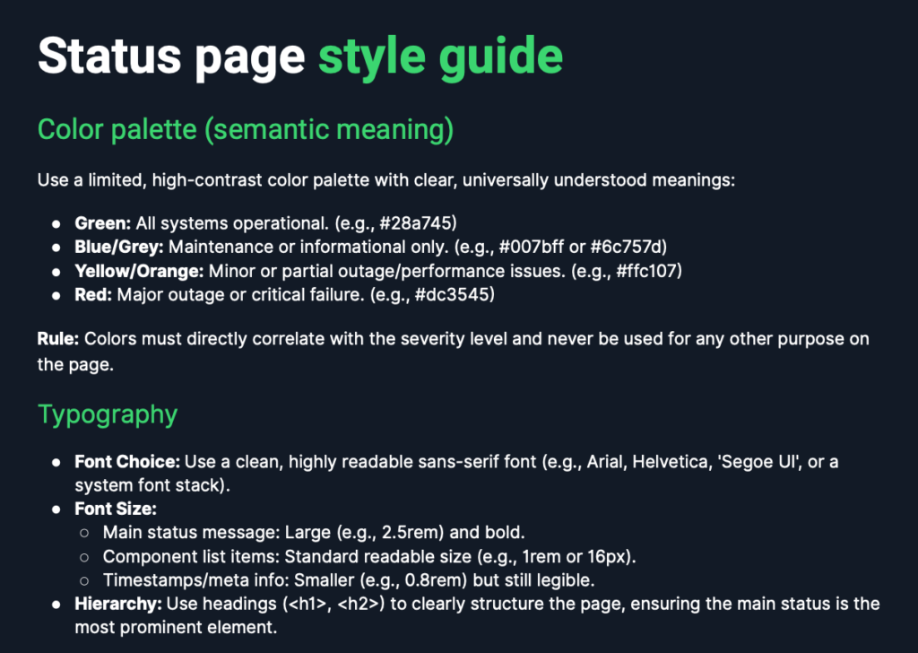 Status page style guide