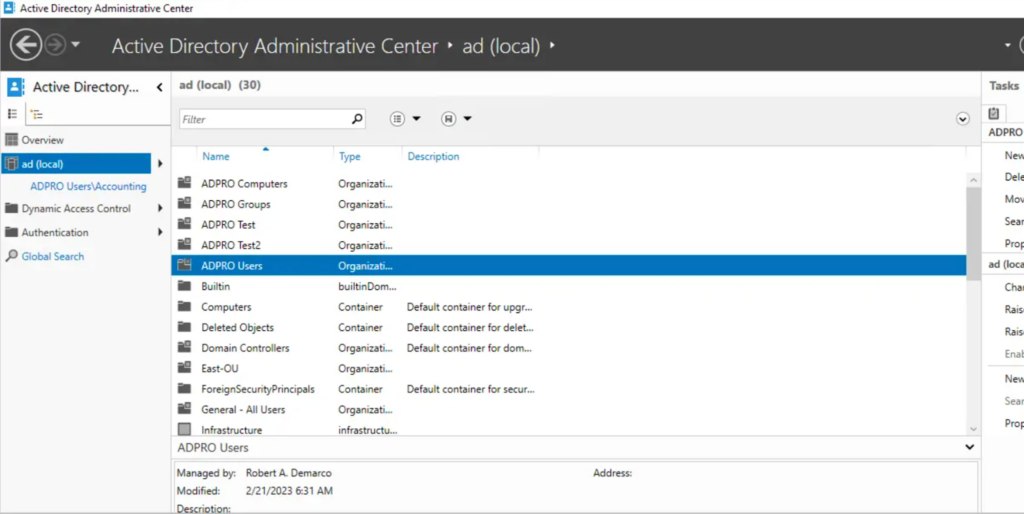 Active Directory Administrative Center screenshot