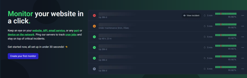 UptimeRobot create monitor page