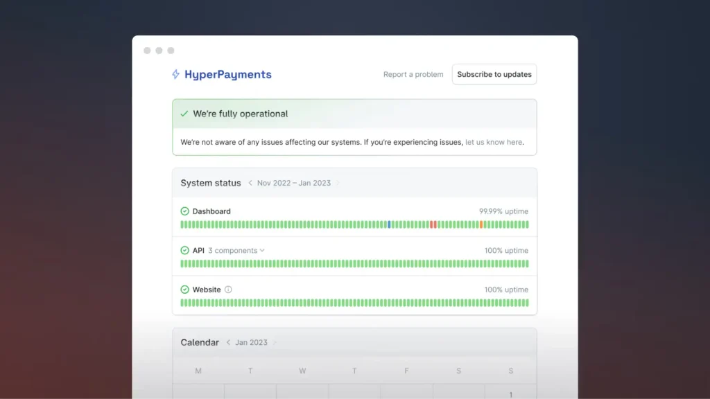 Incident.io status page example