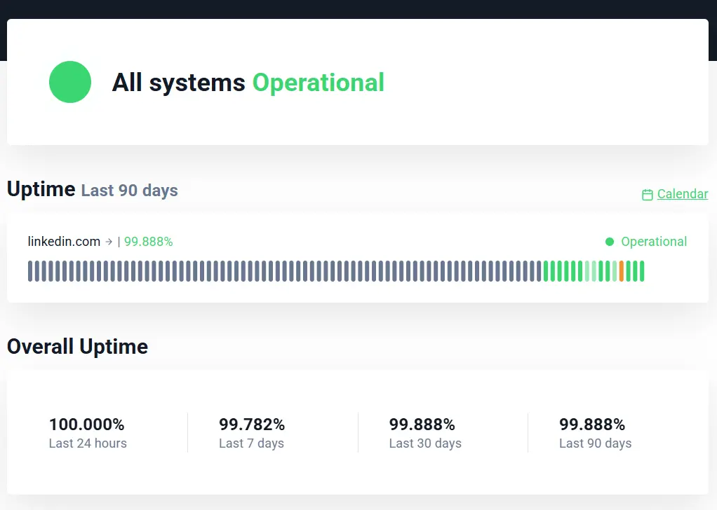 UptimeRobot status page snippet