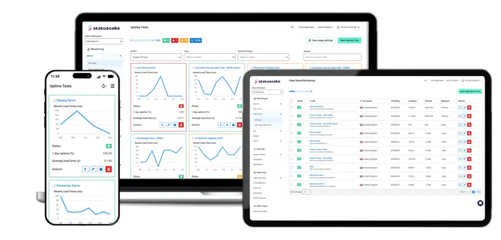 StatusCake dashboard examples