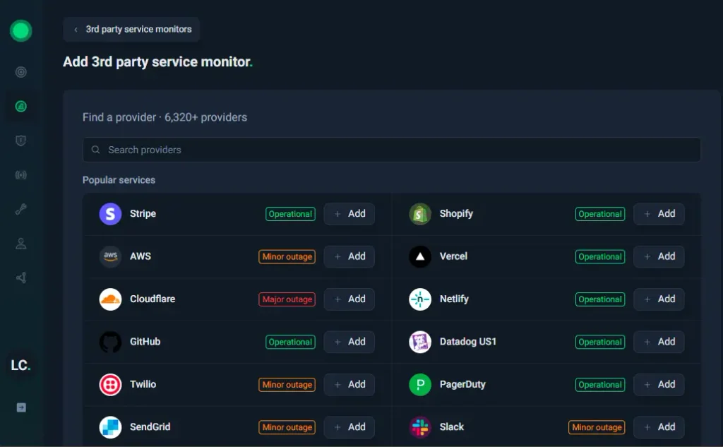 uptimeRobot add third party monitor