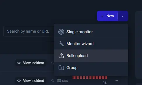 Bulk upload control UptimeRobot